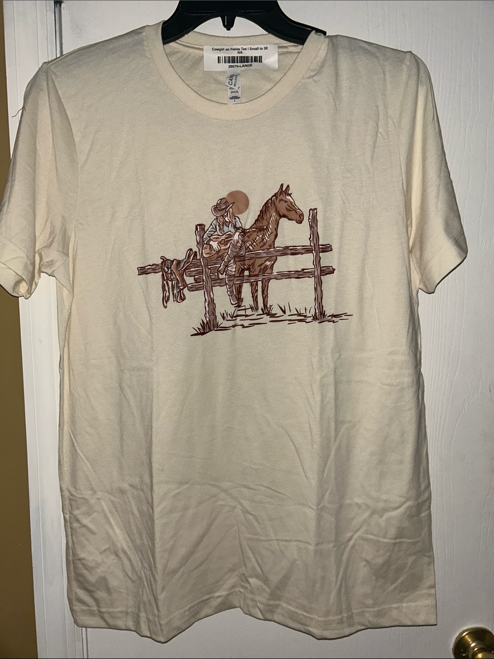 Western Cream Cowboy Graphic Short-Sleeve Tee